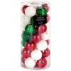 Kalėdiniai ornamentai 35 vnt. atsparūs lūžimams raudoni žali balti 6 cm