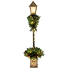 Kalėdinis žibinto stulpas su 50 šiltai baltų LED ir 159 PVC šakelių galiukais, žalias ir juodas, 43 × 43 × 150 cm