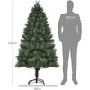 HOMCOM Dirbtinė Kalėdų eglutė, 180 cm eglutė su 375 antgaliais, metalinis stovas, realistiškos išvaizdos, skirta Kalėdoms, vidaus, žalia