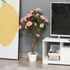 Outsunny 90 cm didelis dirbtinis rožių medis vazone, plastikinė dirbtinė gėlė kaip tikra, moderni dekoracija svetainei, miegamajam, biurui, dovana