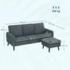 HOMCOM Kampinė sofa su miegamąja funkcija Sofa su kojūgaliais, 3 pagalvėlės, kampinė sofa L formos sofa svetainei, miegamajam 196 x 140 x 88 cm Pilka