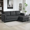 HOMCOM Kampinė sofa su šezlongu, 3 vietų, L formos, paminkštinta, su korduro atrodančiu audiniu, didelio tankio putplasčiu, iki 400 kg, skirta svetainei, miegamajam, 214 x 134 x 87 cm, tamsiai pilka