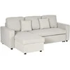 HOMCOM kampinė sofa-lova, kampinė sofa, lovos funkcija, dvivietė sofa, viengulė lova, L formos miegamoji sofa su daiktadėže, 2 pagalvės lino imitacija, skirta svetainei, kreminė balta