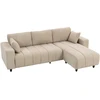 Kampinė sofa su keičiama gulimąja dalimi, 3 vietų, smėlio spalvos, 242 x 156 x 87 cm