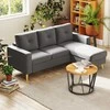 HOMCOM L-formos kampinė sofa, tamsiai pilka kampinė sofa su šezlongu, lino išvaizda, 3 vietų, 93x136x85 cm