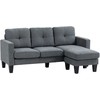HOMCOM kampinė sofa-lova su keičiama chaise longue dalimi, L formos kampinis minkštasuolis su spyruoklių pagrindu, didelio tankio putplasčiu, lino audinio išvaizda svetainei, miegamajam, tamsiai pilka