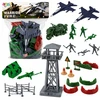 Lean Toys Kareivėlių figūrėlių rinkinys su bokštu ir lėktuvais, 72 vnt.