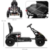 HOMCOM GoKart, pedalinė transporto priemonė, pedalinis automobilis su rankiniais stabdžiais, vaikiška transporto priemonė su reguliuojama sėdyne, pedalinė, keturratis 5-12 metų vaikams, lauko, juodas
