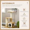 "PawHut" draskyklė 114 cm daugiaaukštis kačių medis su urveliu ir erzinimo kolonėle, skirtas katėms iki 5kg, ąžuolas