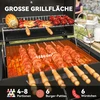 Outsunny mobilus nerūdijančio plieno kepsninė, vežimėlis su dangčiu, termometru, grotelėmis, ratukais, reguliuojama rankena ir anglių loveliu, grilis su medine lentyna, BBQ rūkykla kempingui ir sodui, 112x58x107cm