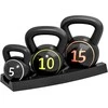 Sportnow HOMCOM virdulys (kettlebell), 2,2kg, 4,5kg, 6,8kg, 3 dalių rinkinys gimnastikai, jėgos treniruotėms, juodas