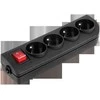 Elgotech Prailginimo laido lizdas x 4 su įžeminimu ir jungikliu, juodas GN-40W-2