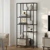 Songmics Knygų lentyna su 6 lentynomis iš grūdinto stiklo, 30x80x180 cm, juoda