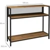 HOMCOM Konsolinis staliukas su 2 lentynomis Prieškambario konsolė su apsauga nuo pasvirimo, batų lentyna, metalinė, ruda, 100x29,5x90 cm