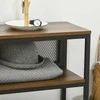 HOMCOM Konsolinis staliukas su 2 lentynomis Prieškambario konsolė su apsauga nuo pasvirimo, batų lentyna, metalinė, ruda, 100x29,5x90 cm