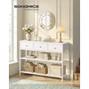 Songmics Konsolinis stalas su 3 stalčiais, baltas, 98,8 × 30 × 78,7 cm
