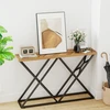 Konsolinis stalas su metaliniu rėmu ir 4 cm stalviršiu, medienos spalvos, 139,7 × 30,5 × 91,4 cm