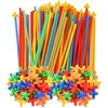 Lean Toys Konstrukciniai šiaudeliai 1000 vnt. spalvotas rinkinys
