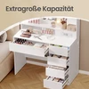 Songmics Kosmetinis staliukas su veidrodžiu ir LED apšvietimu, baltas, 80 × 40 × 144,3 cm