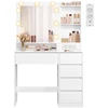 Songmics Kosmetinis staliukas su veidrodžiu ir LED apšvietimu, baltas, 80 × 40 × 144,3 cm
