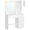 Songmics Kosmetinis staliukas su veidrodžiu ir LED apšvietimu, baltas, 80 × 40 × 144,3 cm