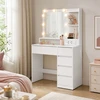 Songmics Kosmetinis staliukas su veidrodžiu ir LED apšvietimu, baltas, 80 × 40 × 144,3 cm
