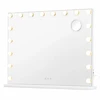 Songmics Kosmetinis veidrodis su 18 reguliuojamo ryškumo LED lempučių, matinės baltos spalvos, 62 × 80 × 5,7 cm