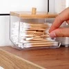 Kosmetinių pagaliukų dėklas Vilde 9x7x9 cm su bambuko dangteliu
