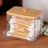 Kosmetinių pagaliukų dėklas Vilde 9x7x9 cm su bambuko dangteliu