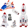 Lean Toys Kosmoso žaislų rinkinys su šviesos ir garso efektais, baltas, oranžinis ir mėlynas