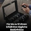 SONGMICS laikrodžių dėžutė su 12 skyrelių, laikrodžių dėžutė, stiklinis dangtis