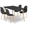 Lauko baldų komplektas Valora Baldų komplektas ADRIA su 4 kėdėmis, juodas, 120 × 80 × 75 cm, 5 vnt.