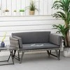 Outsunny poliratano 2-vietė sodo sofa, pilka, su atlenkiamais porankiais, plienas, 129x63x67 cm, skirta sodui ir terasai