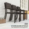 Lauko baldų komplektas Outsunny 7 dalių sodo baldų komplektas su 6 kėdėmis, valgomasis stalas su 6 sukraunamomis kėdėmis, valgomojo komplektas su raižytu stalu, virtuvės stalo komplektas, balkono baldai, lauko baldai terasai, balkonui, tamsiai rudos spalvos