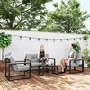 Lauko baldų komplektas Outsunny sodo baldų komplektas 4 asmenims, atsparus oro sąlygoms, balkono baldų komplektas su 2 vietų sofa, foteliu, sėdimomis pagalvėmis, šoniniu staliuku, lauko sėdimųjų baldų grupe, terasos baldais, sodo poilsio zona, šviesiai pilka