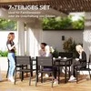 Lauko baldų komplektas Outsunny 7 dalių sodo baldų komplektas su 6 kėdėmis, valgomasis stalas su 6 sukraunamomis kėdėmis, valgomojo komplektas su raižytu stalu, virtuvės stalo komplektas, balkono baldai, lauko baldai terasai, balkonui, tamsiai rudos spalvos
