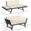 Outsunny poliratano sodo sofa, dvivietė, sodo baldai, poilsio sofa, sodo suoliukas, sulankstoma sodo gultas, porankiai, plienas, ruda, 129 x 63 x 67 cm
