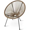 Lauko kėdė su technoratano sėdyne ir metalinėmis kojomis, ratano spalvos, 71 × 75 × 84 cm