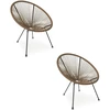 Lauko kėdė su technoratano sėdyne ir metalinėmis kojomis, ratano spalvos, 71 × 75 × 84 cm, 2 vnt.