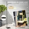 Outsunny saulės energija varoma rotango grindų lempa, saulės šviestuvai su šviesos jutikliu, automatinis boho stiliaus saulės šviestuvas, IP44 atsparus vandeniui, lauko žibintas sodui, balkonui, kiemui