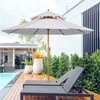 Outsunny Medinis skėtis, sodo skėtis su dvigubu stogu - kreminis