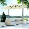 Outsunny Dvigubas sodo skėtis su rankenėle - Kreminė balta 440 x 270 x 250 cm