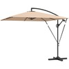 "Outsunny" konsolinis skėtis Ø260 cm skėtis su apsauga nuo UV spindulių 50+, nepraleidžiantis vandens, su stoveliu, dangčiu, rankenėle, apsauga nuo vėjo, turgaus skėtis, pakreipiamas sodo skėtis balkonui, terasai, chaki spalvos