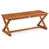 Lauko suoliukas iš kietmedžio, su groteliniu sėdimu paviršiumi, tikmedžio spalvos, 111,8 × 41,9 × 43,2 cm