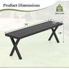 Lauko suoliukas su grotelinė sėdyne ir X formos kojomis, juodas, 137,2 × 35,6 × 45,7 cm