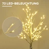 LED dirbtinis beržas su 72 šiltai baltomis LED lemputėmis, baltas, 17 x 17 x 120 cm