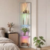LED pastatomas šviestuvas su 5 lentynomis ir RGB apšvietimu, pilkas ir kreminės baltos spalvos, 42 × 29,5 × 163 cm