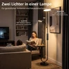 LED toršeras su staliuku ir skaitymo šviestuvu, juodos ir baltos spalvų, 25 × 25 × 175 cm