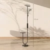LED toršeras su staliuku ir skaitymo šviestuvu, juodos ir baltos spalvų, 25 × 25 × 175 cm