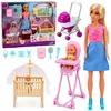 Lean Toys Lėlių rinkinys su mama ir dvyniais, 30 cm
